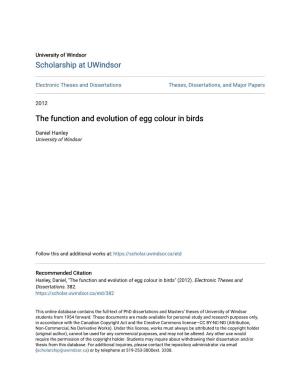 The Function and Evolution of Egg Colour in Birds