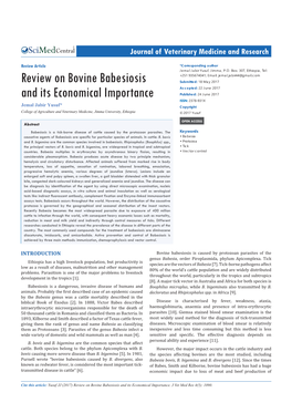 Review on Bovine Babesiosis and Its Economical Importance