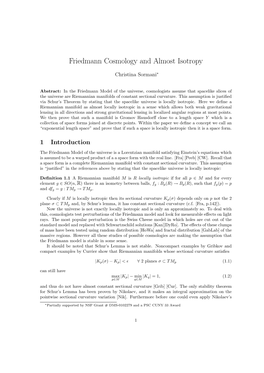 Friedmann Cosmology and Almost Isotropy