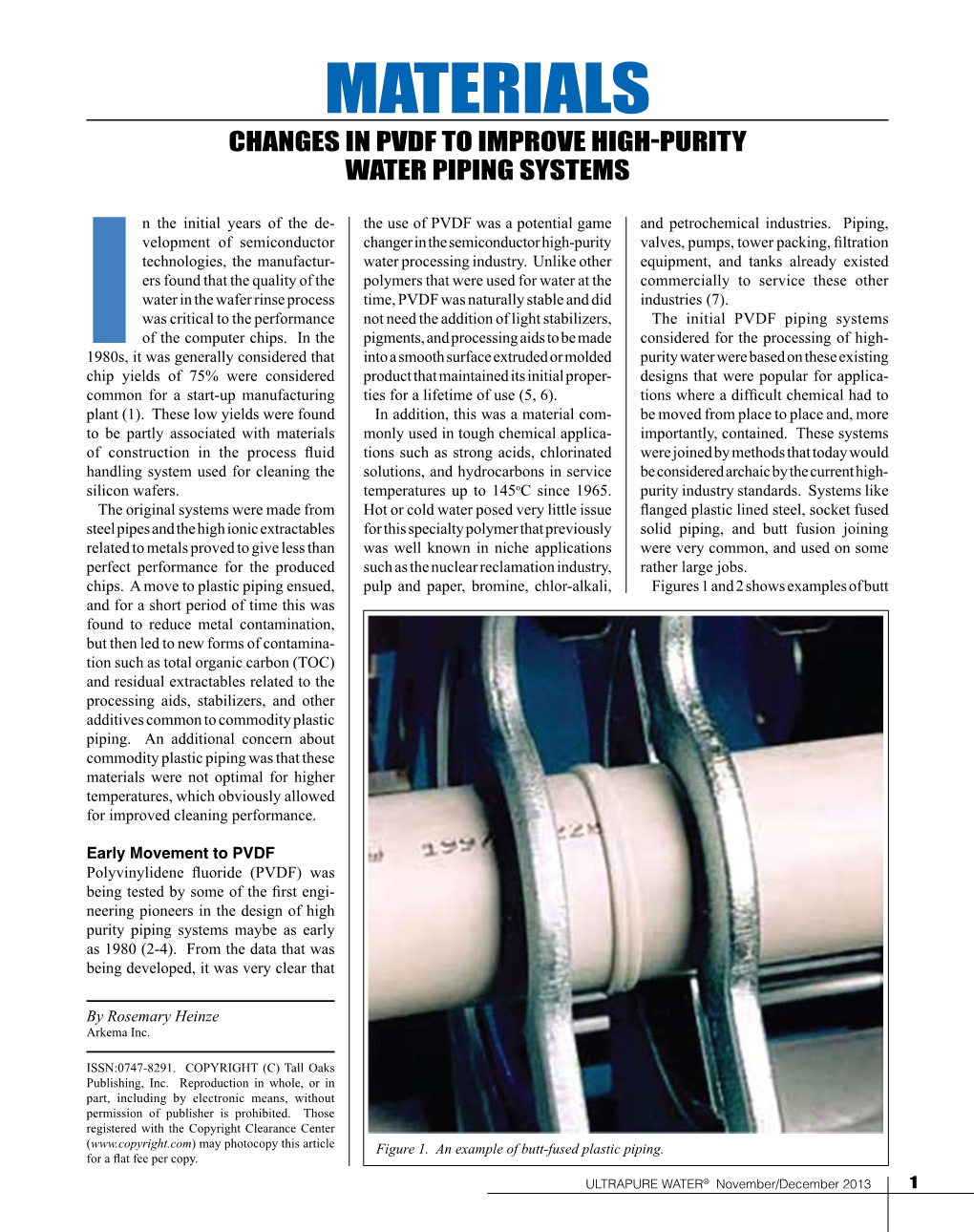 Materials Changes in PVDF to Improve High-Purity Water Piping Systems