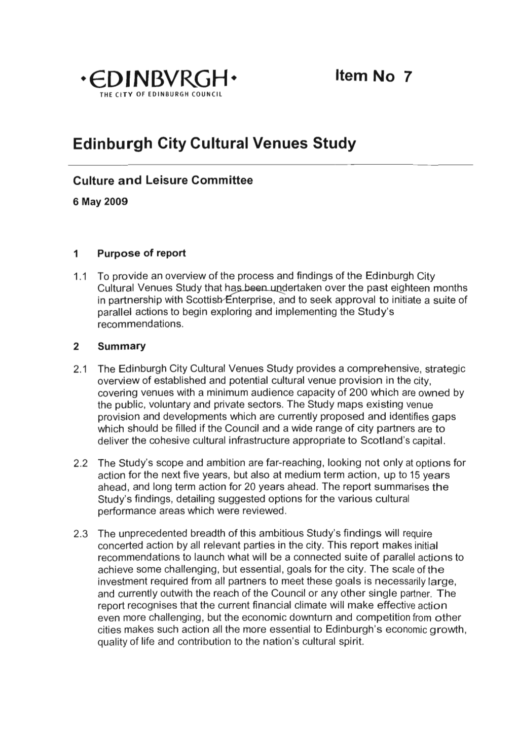 Edinburgh City Cultural Venues Study