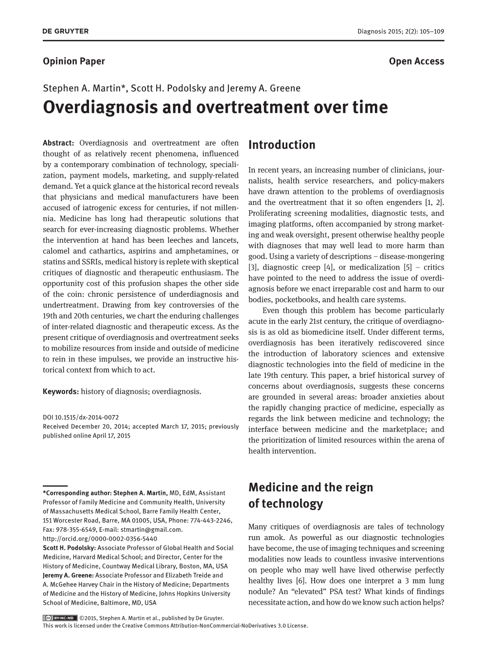 Overdiagnosis and Overtreatment Over Time
