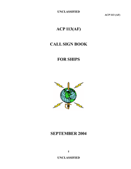 Acp 113(Af) Call Sign Book for Ships