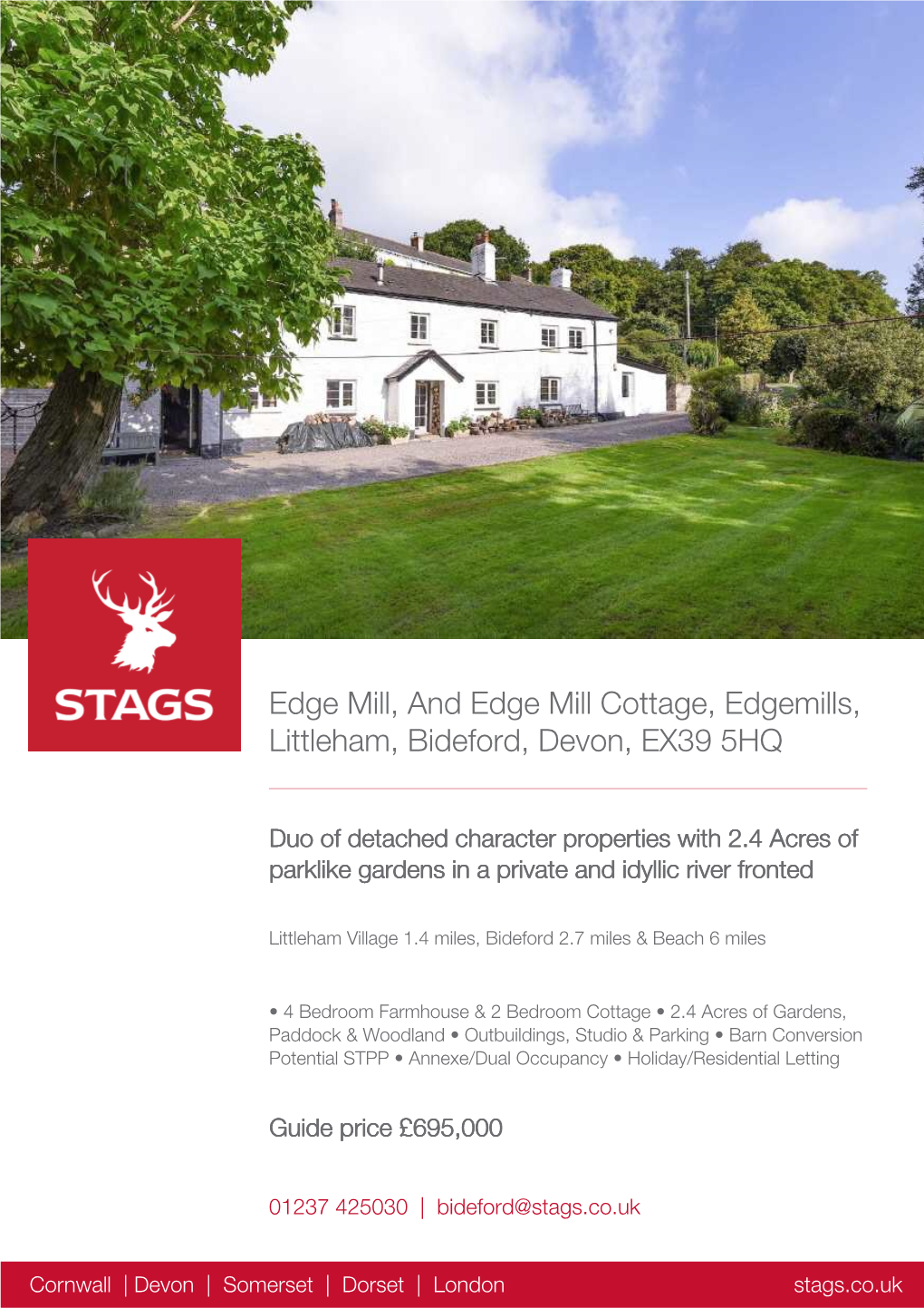 Edge Mill, and Edge Mill Cottage, Edgemills, Littleham, Bideford, Devon, EX39 5HQ