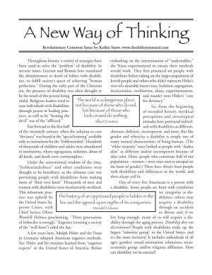 A New Way of Thinking Revolutionary Common Sense by Kathie Snow