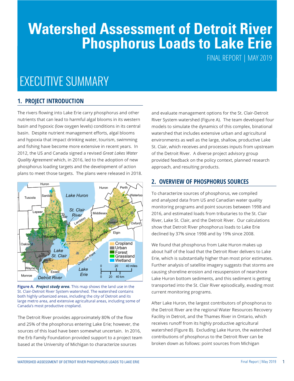 Watershed Assessment of Detroit River Phosphorus Loads to Lake Erie FINAL REPORT | MAY 2019