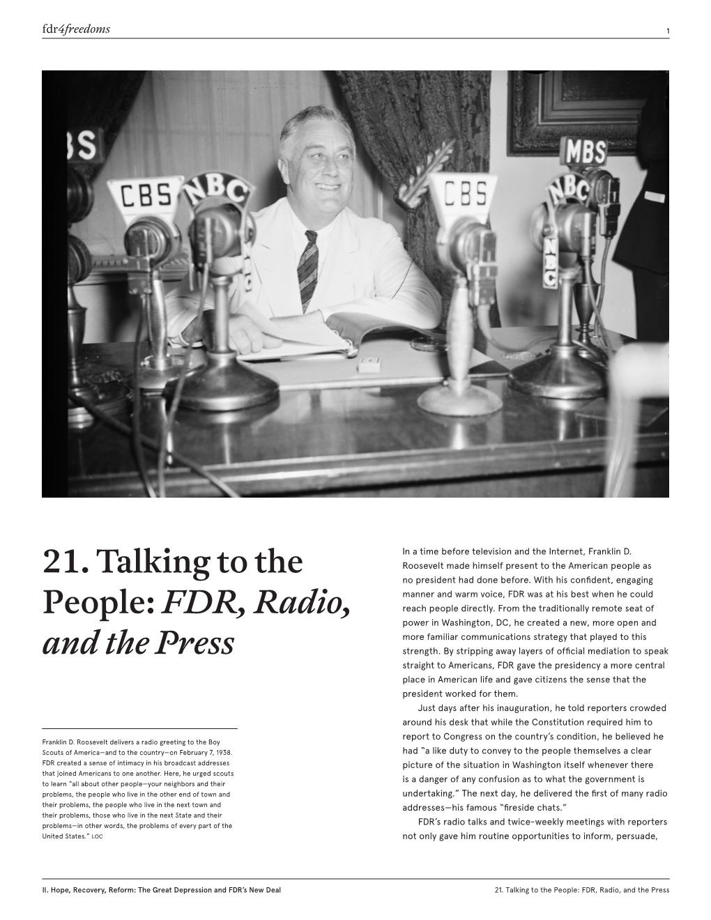 21. Talking to the People: FDR, Radio, and the Press Fdr4freedoms 2