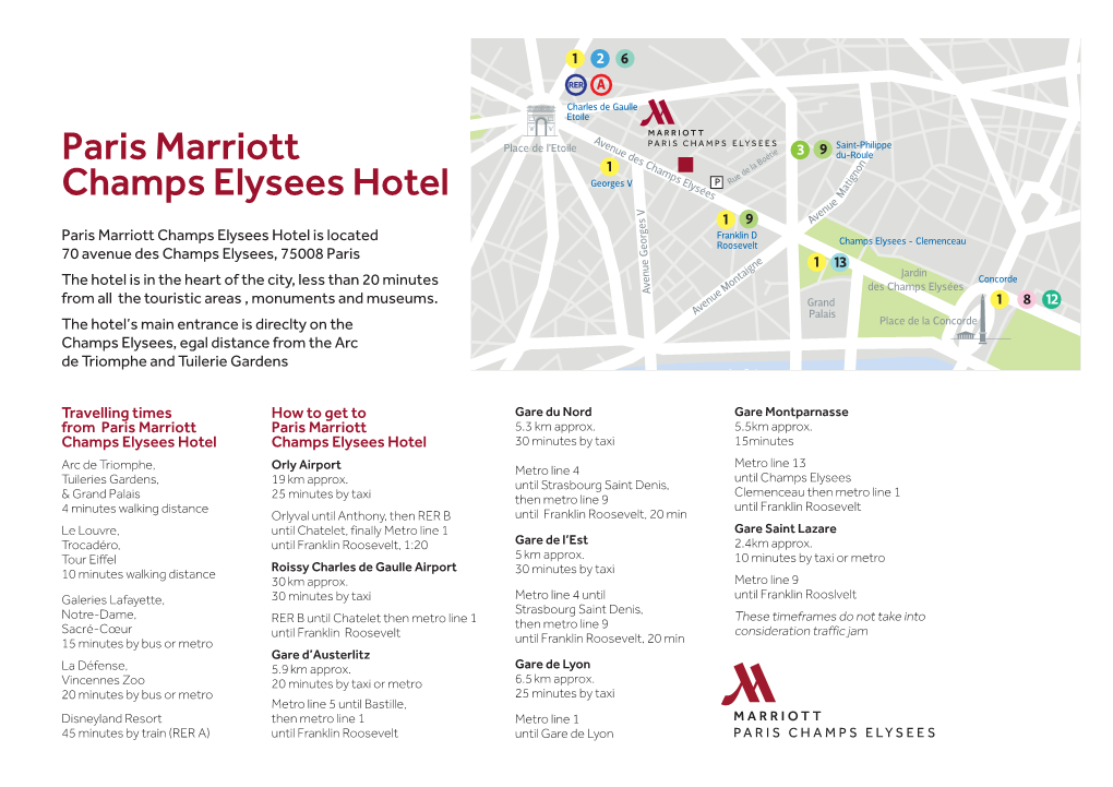 Paris Marriott Champs Elysees Location