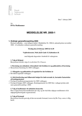 Meddelelse Nr. 2005-1