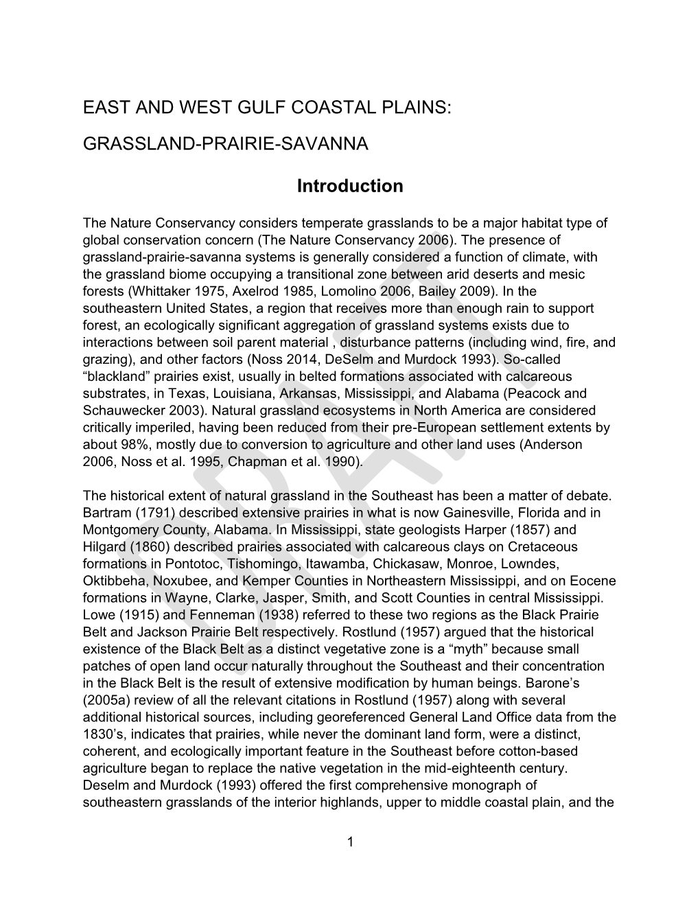 East and West Gulf Coastal Plains: Grassland-Prairie-Savanna