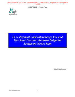 In Re Payment Card Interchange Fee and Merchant Discount Antitrust Litigation Settlement Notice Plan