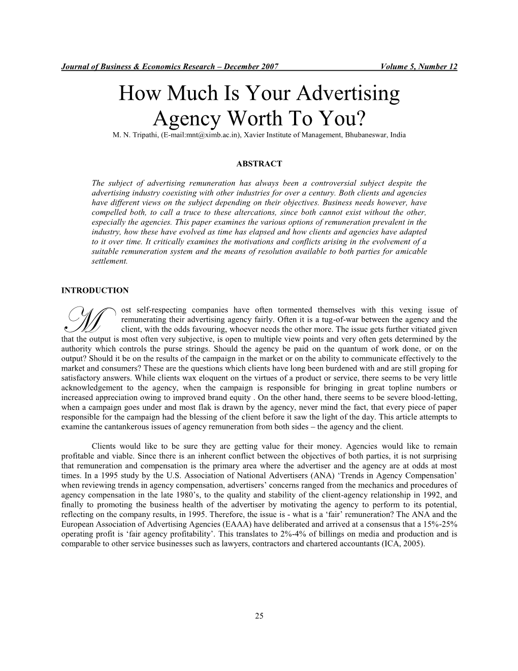 How Much Is Your Advertising Agency Worth to You? M