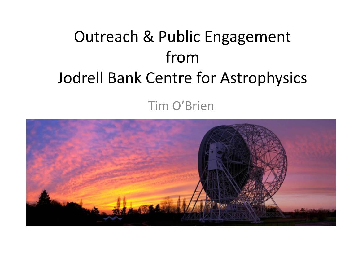 Outreach & Public Engagement from Jodrell Bank Centre for Astrophysics