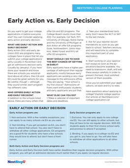 Early Action Vs. Early Decision