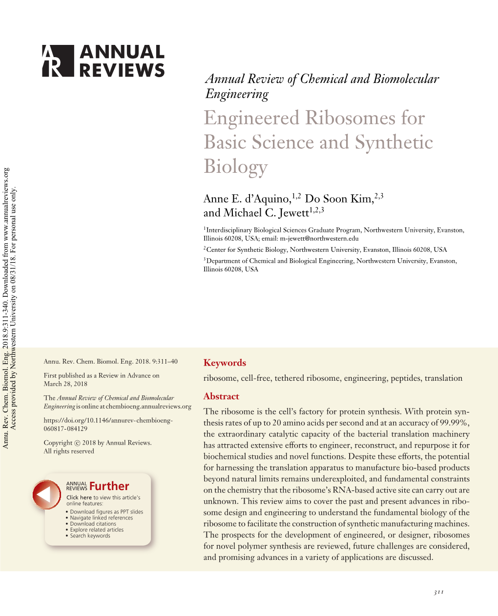 Engineered Ribosomes for Basic Science and Synthetic Biology