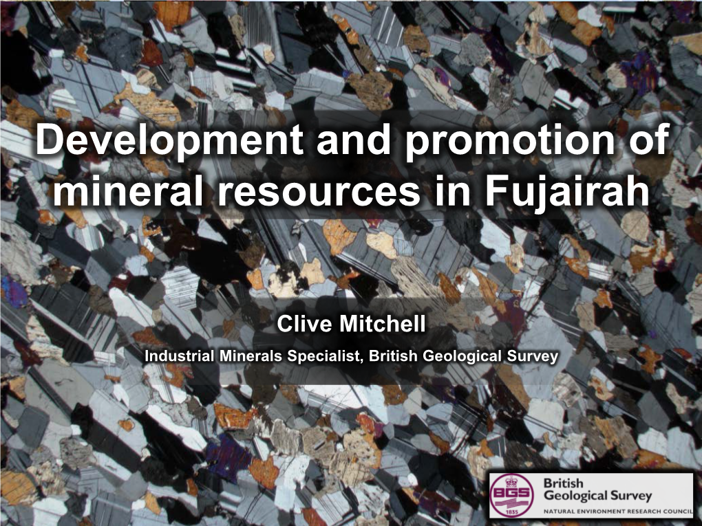Development and Promotion of Mineral Resources in Fujairah