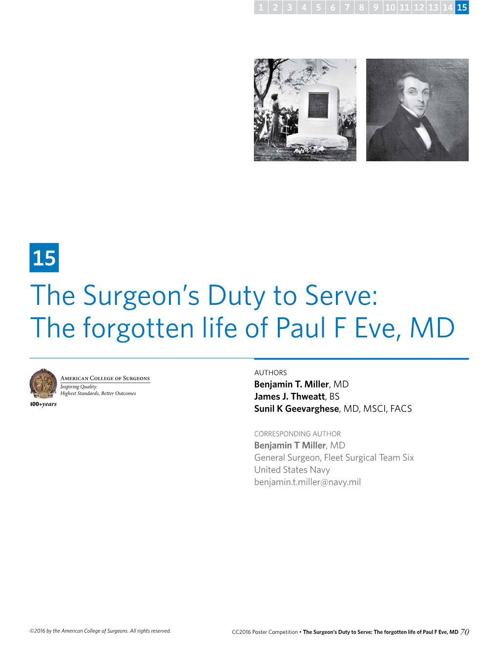 The Surgeon's Duty to Serve: the Forgotten Life of Paul F Eve, MD