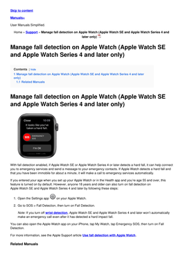 Manage Fall Detection on Apple Watch (Apple Watch SE and Apple Watch Series 4 and Later Only)