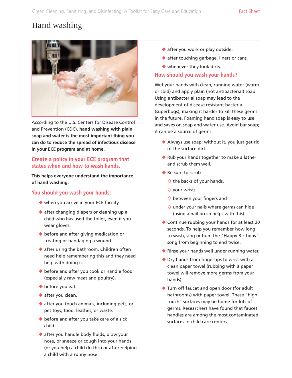 Fact Sheet: Hand Washing (Pdf)