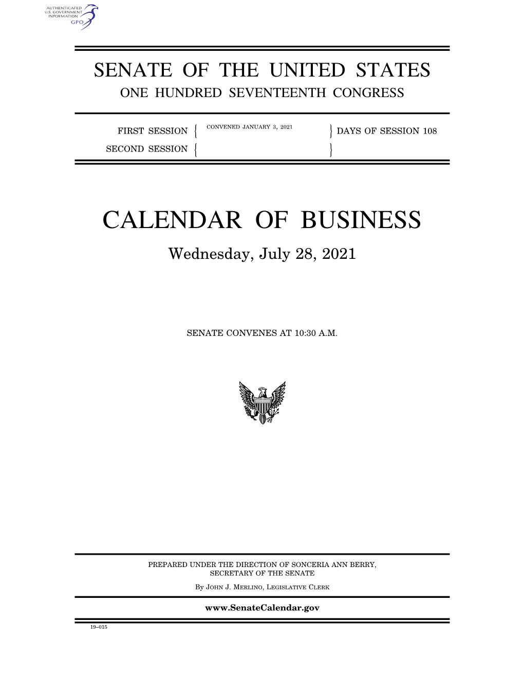 Senate Calendar of Business