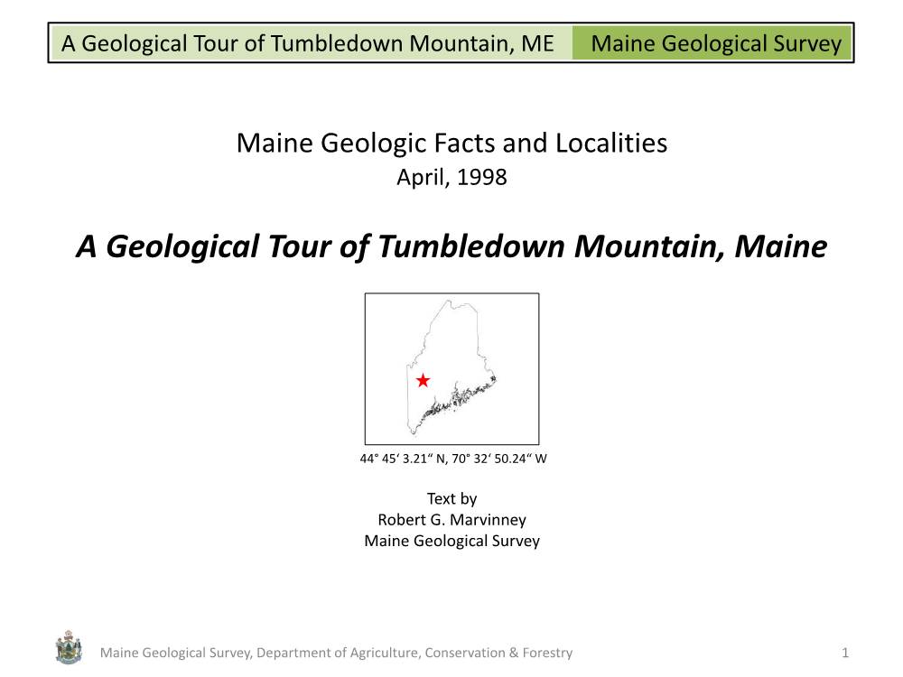 A Geological Tour of Tumbledown Mountain, ME Maine Geological Survey