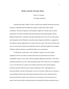 Kabir and the Secular State