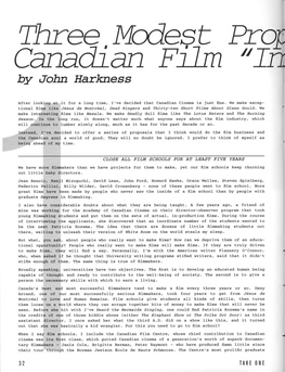 Three ,Modest Prop Canadian Film "In by John Harkness