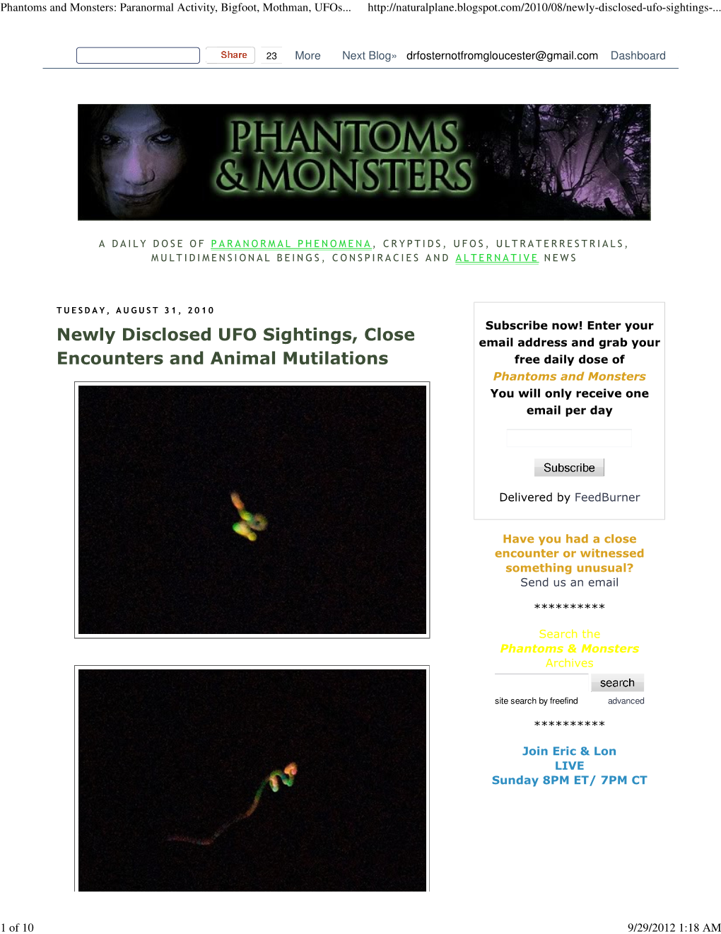 Phantoms and Monsters: Paranormal Activity, Bigfoot, Mothman, Ufos