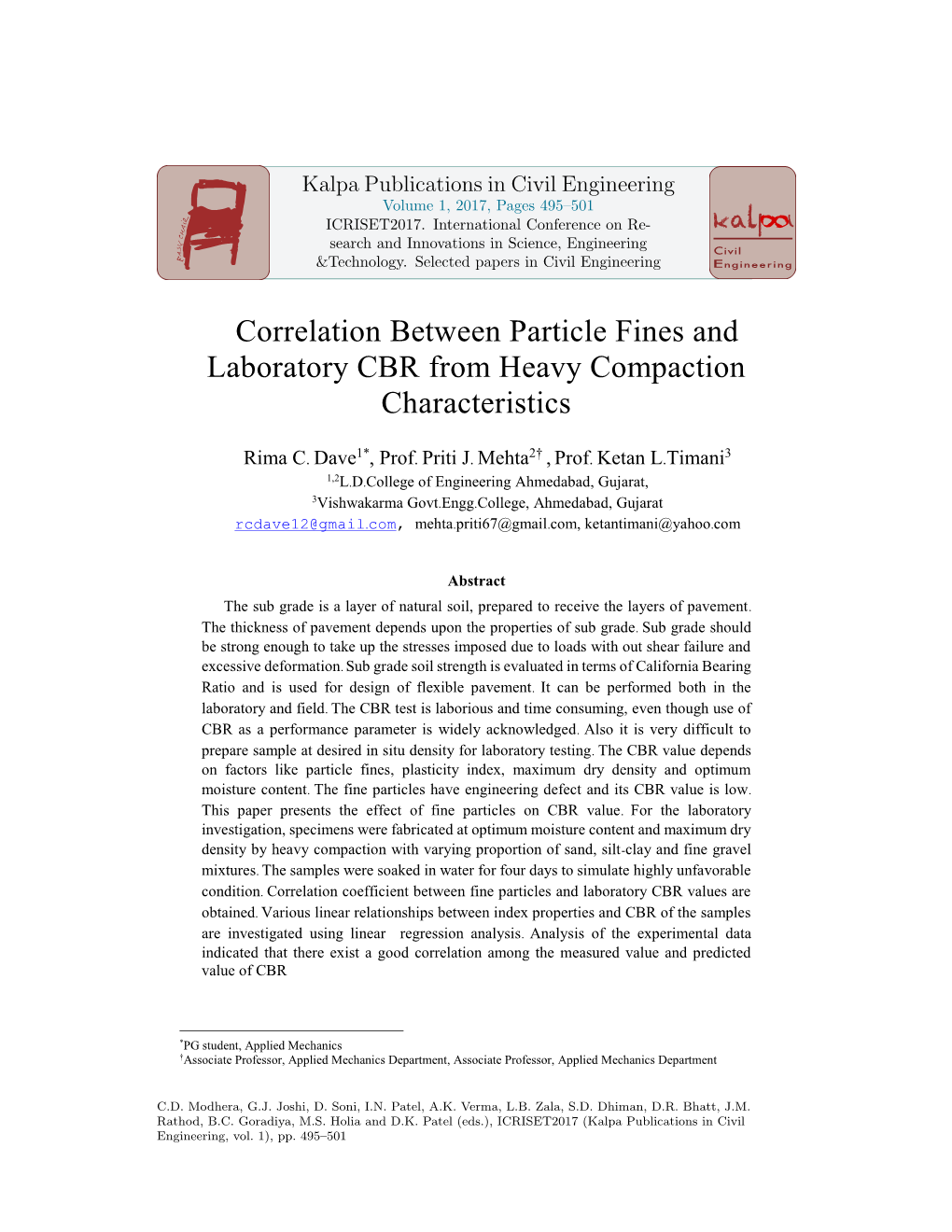 Correlation Between Particle Fines and Laboratory CBR from Heavy Compaction Characteristics