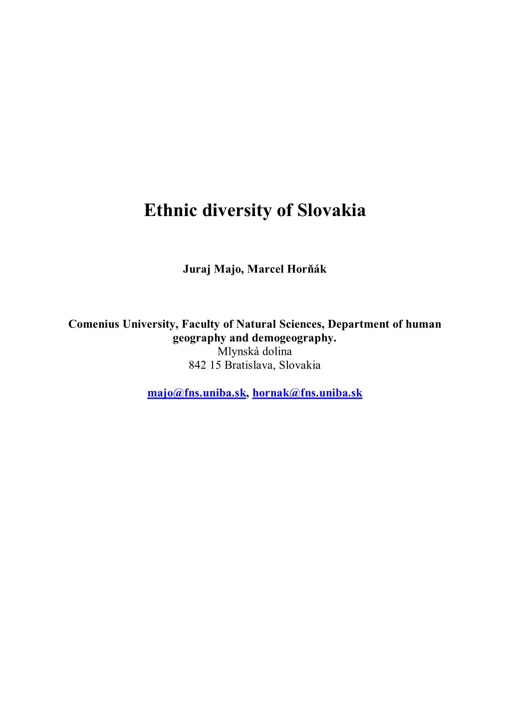 Ethnic Diversity of Slovakia