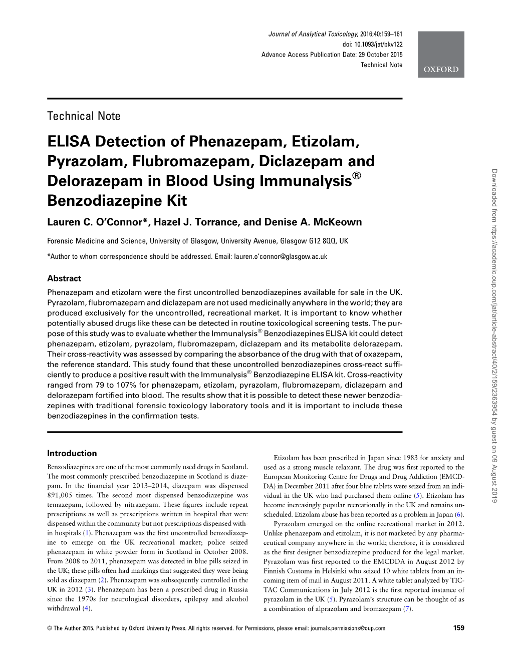 ELISA Detection of Phenazepam, Etizolam, Pyrazolam