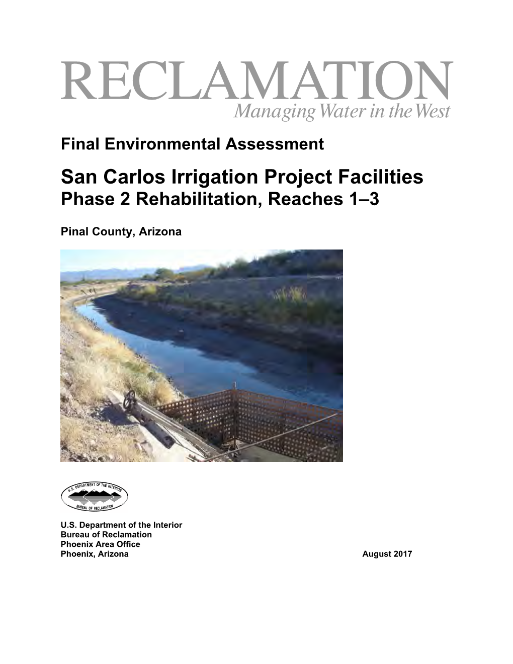 Environmental Assessment (EA) for the Rehabilitation of San Carlos Irrigation Project Facilities