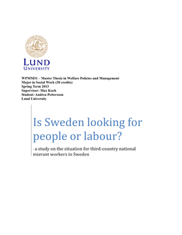 Worker Migrants in the Swedish Context