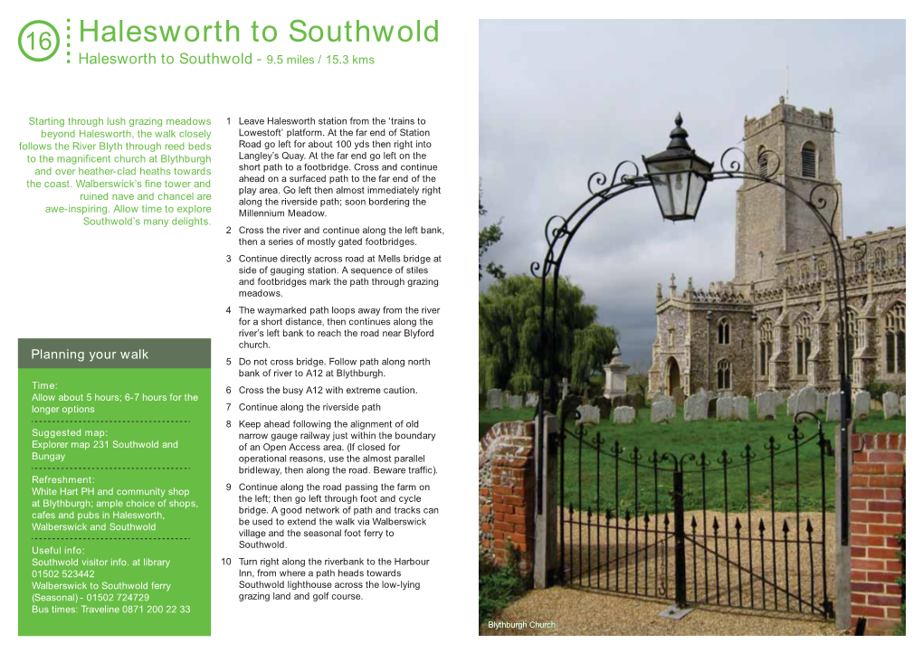 16. Halesworth to Blythburgh and Southwold