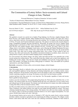 The Communities of Lottery Sellers: Socio-Economic and Cultural Changes in Isan, Thailand