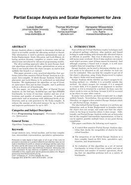 Partial Escape Analysis and Scalar Replacement for Java