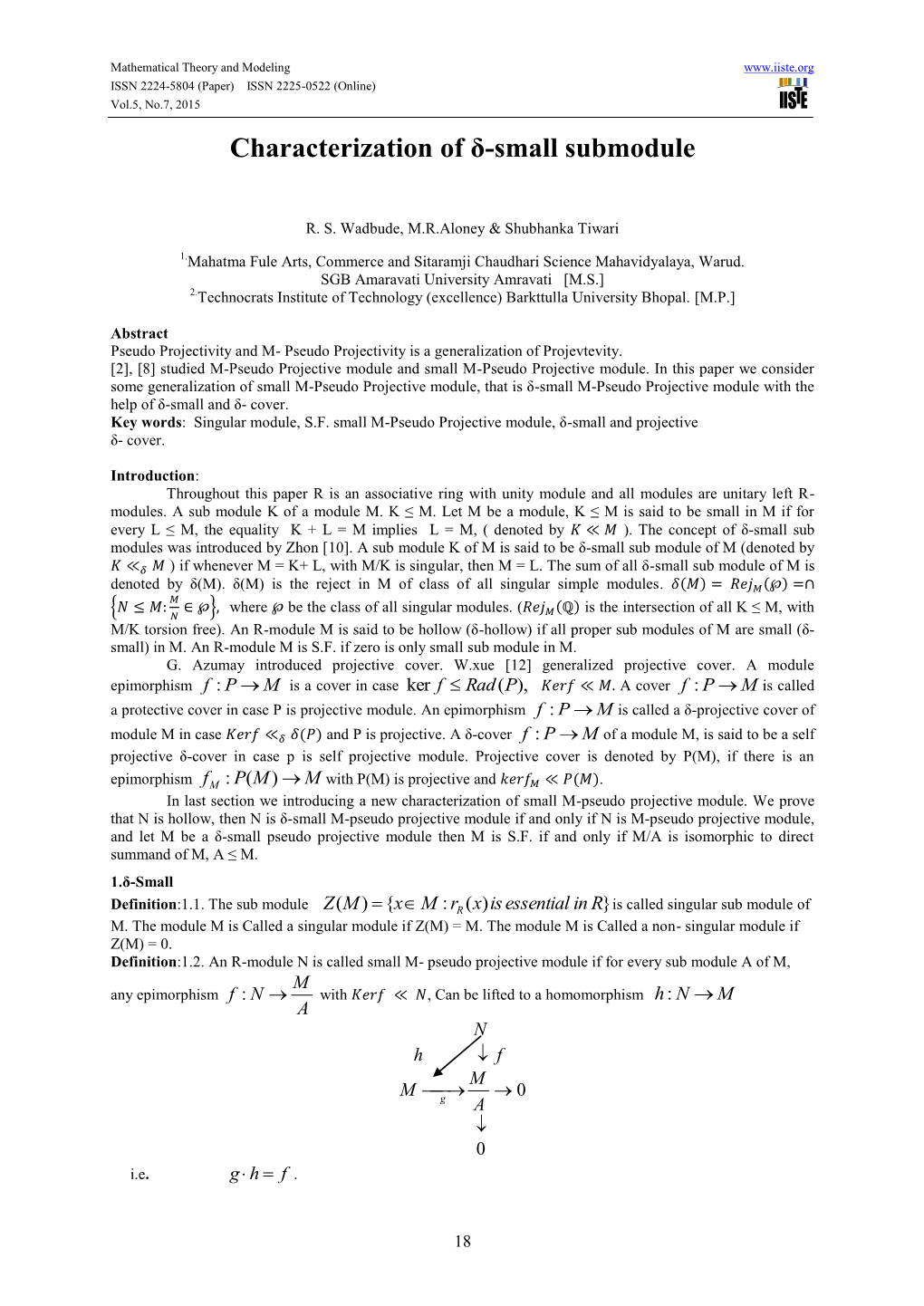 Characterization of Δ-Small Submodule