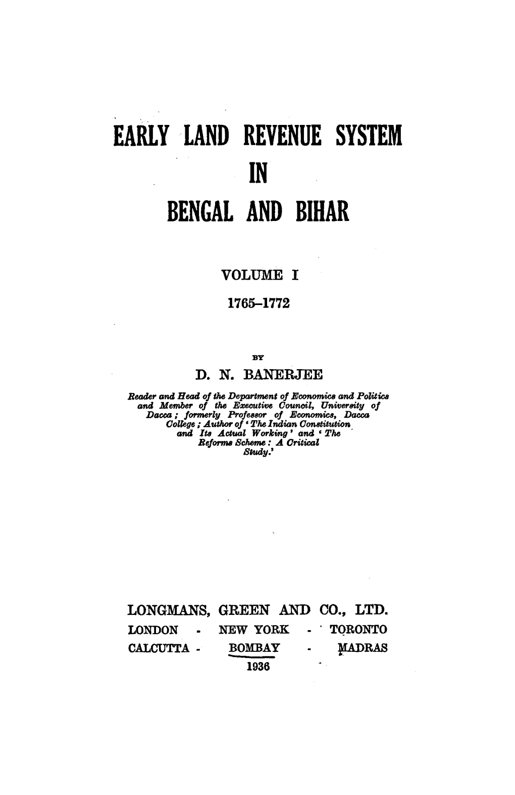 Early Land Revenue System in Bengal and Bihar
