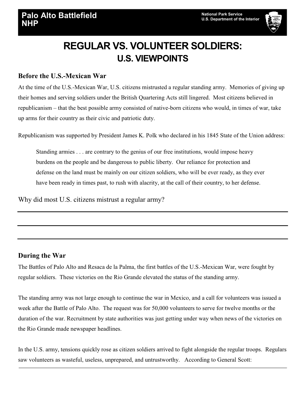 Download U.S. Viewpoints on a Standing Army
