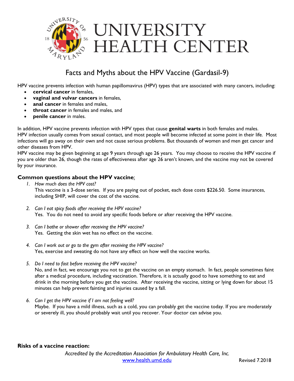 Facts and Myths About the HPV Vaccine (Gardasil-9)