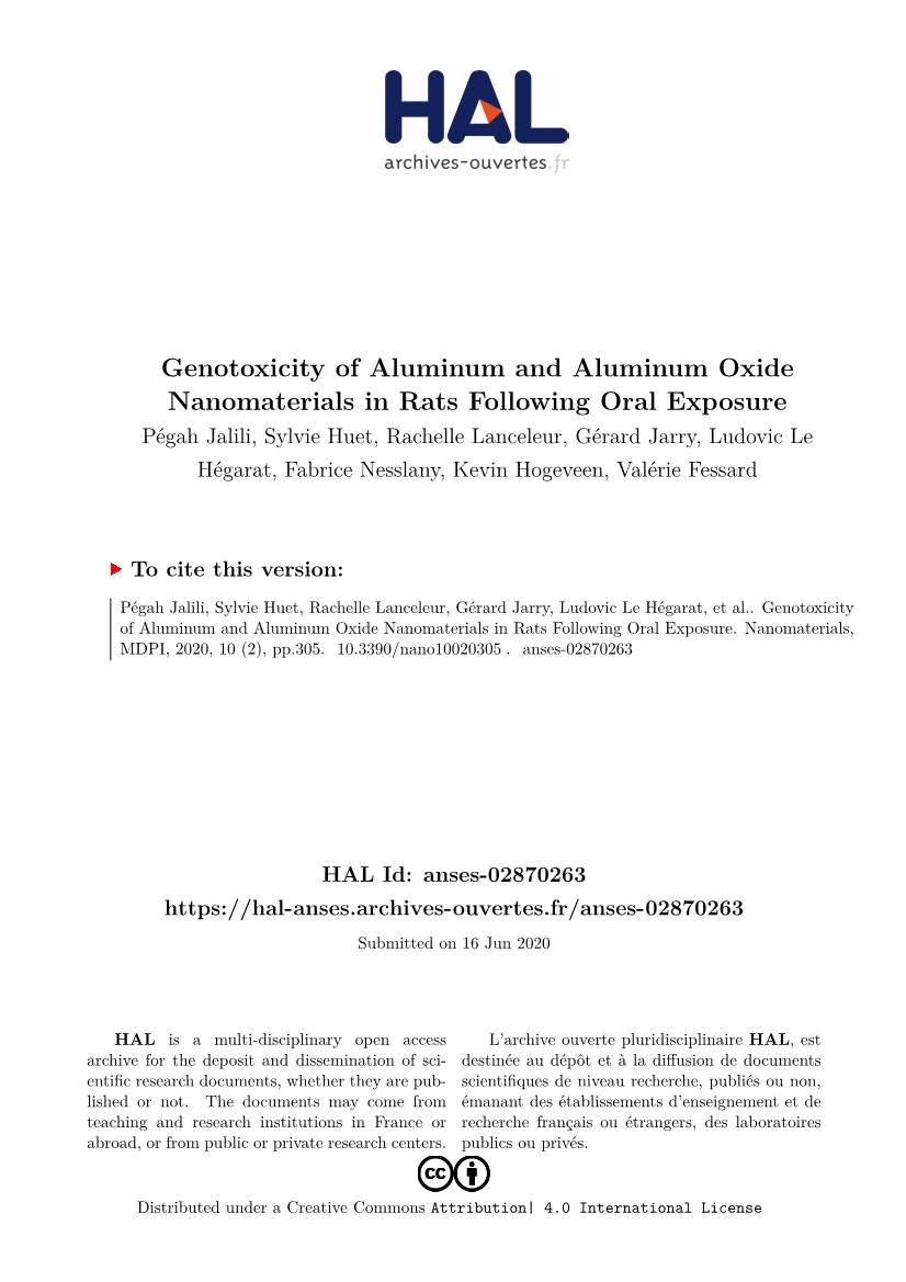 Genotoxicity of Aluminum and Aluminum Oxide Nanomaterials In