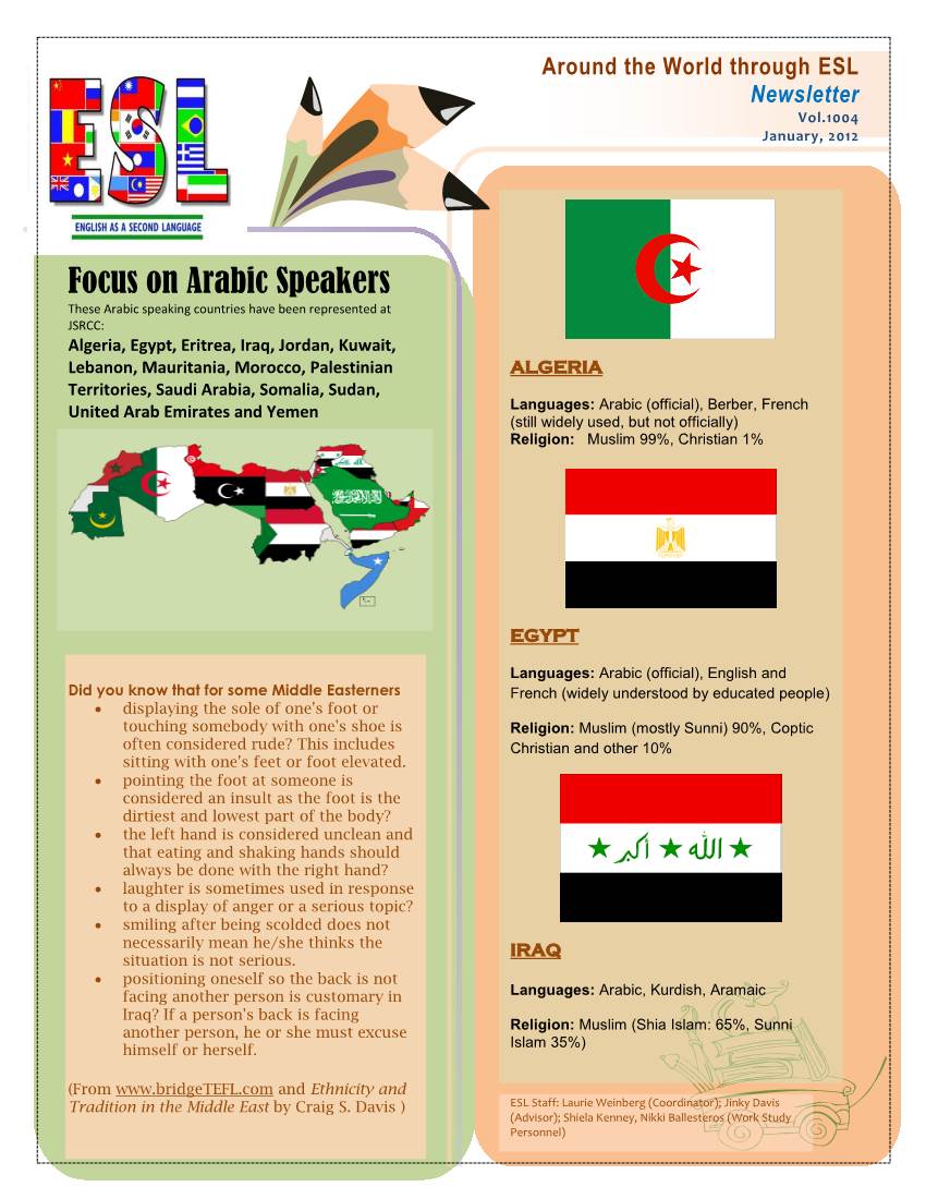 Focus on Arabic Speakers These Arabic Speaking Countries Have Been Represented at JSRCC