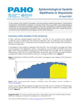 Epidemiological Update Diphtheria in Hispaniola