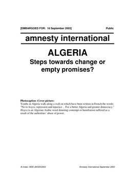 ALGERIA Steps Towards Change Or Empty Promises?