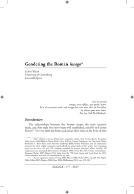 Gendering the Roman Imago*