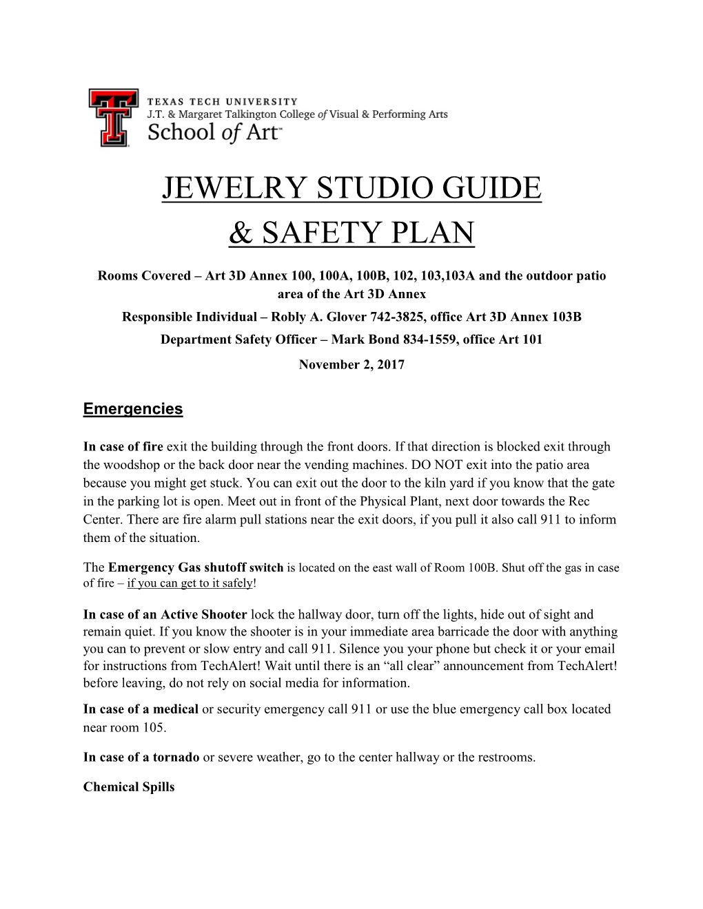 Jewelry Studio Guide & Safety Plan