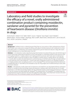 Laboratory and Field Studies to Investigate the Efficacy of a Novel