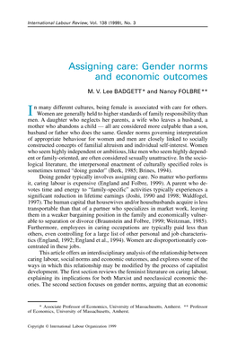Assigning Care: Gender Norms and Economic Outcomes