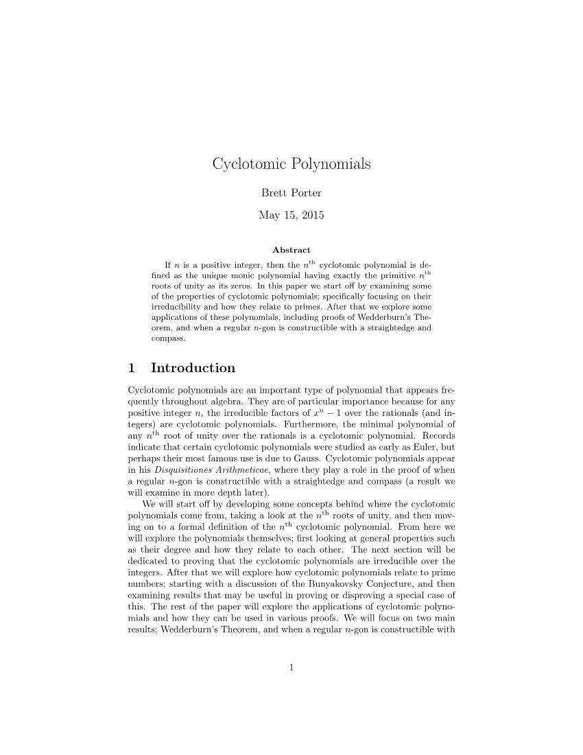 Cyclotomic Polynomials