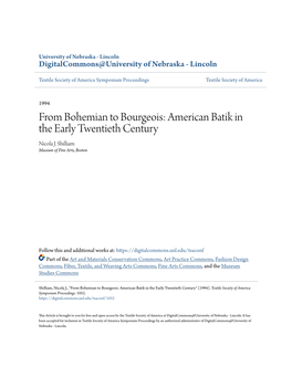 American Batik in the Early Twentieth Century Nicola J